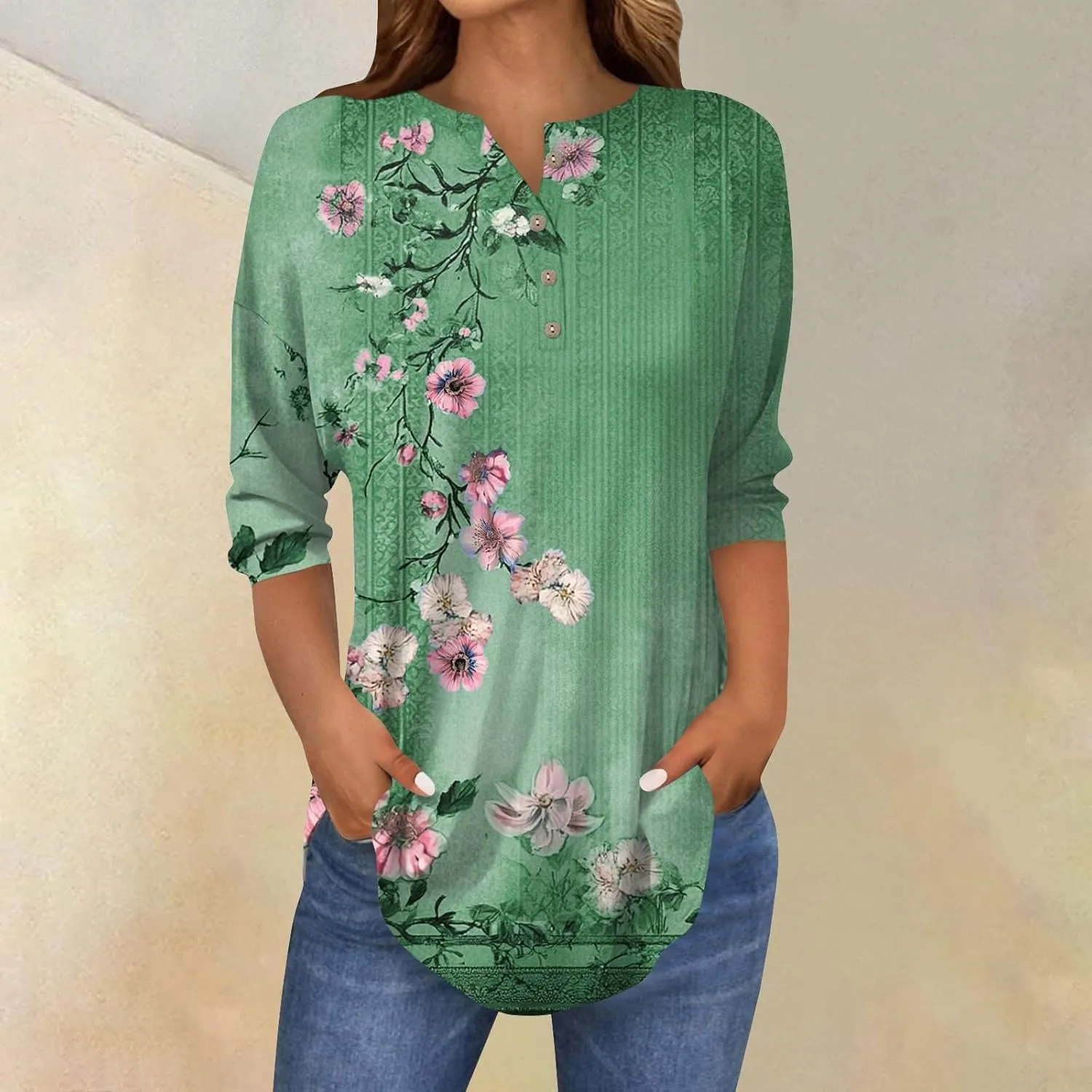 Women's Tops Work,3/4 Sleeve T Shirts for Women Womens 3/4 Sleeve T Shirts Sexy Womens 3/4 Sleeve Tops Going Out Fall Tees