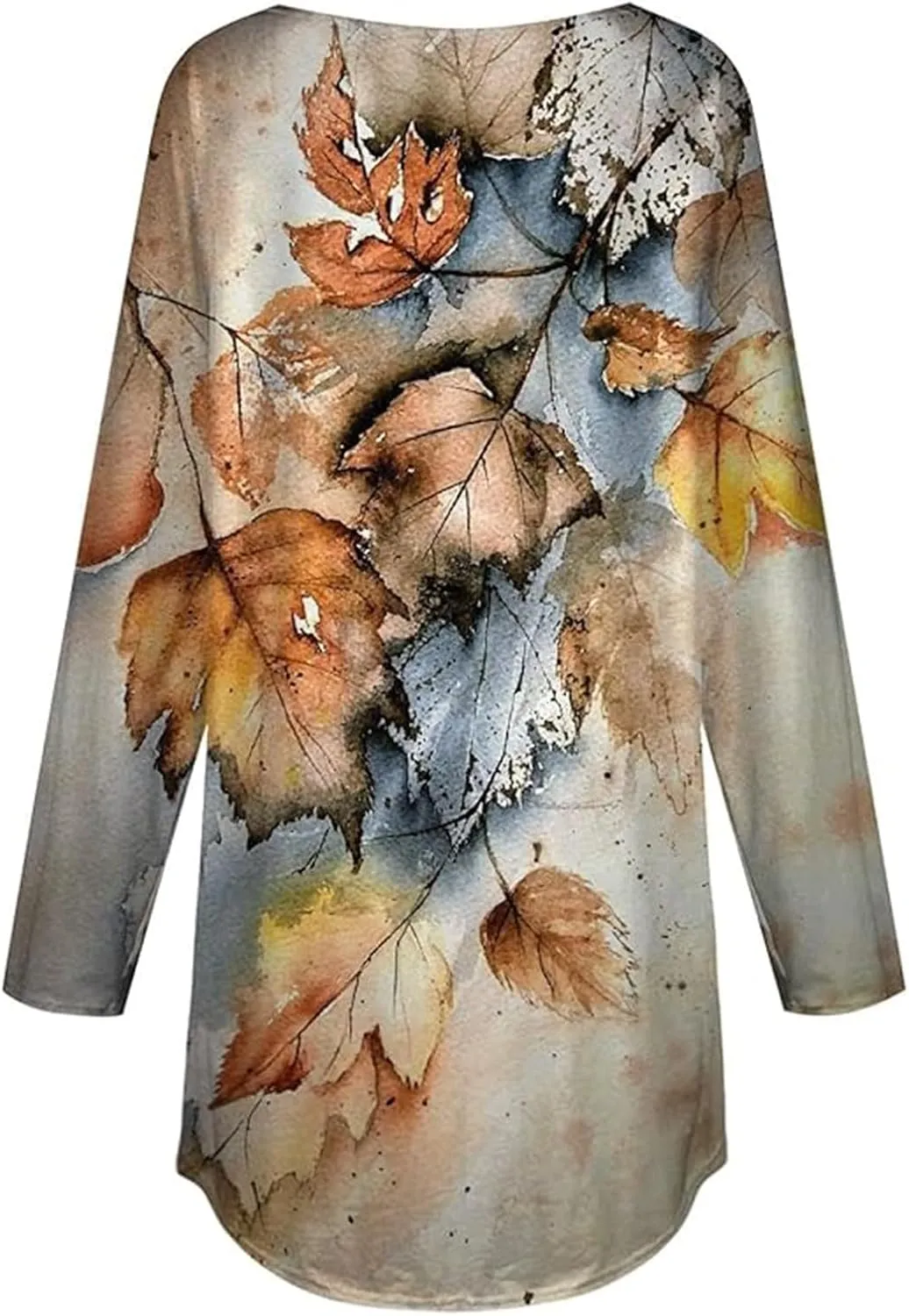 Women's Tunics Tops Casual Loose Fit Flowy Round Neck Fashion Basic Tees Shirts Long Sleeve Pullover Floral Blouse