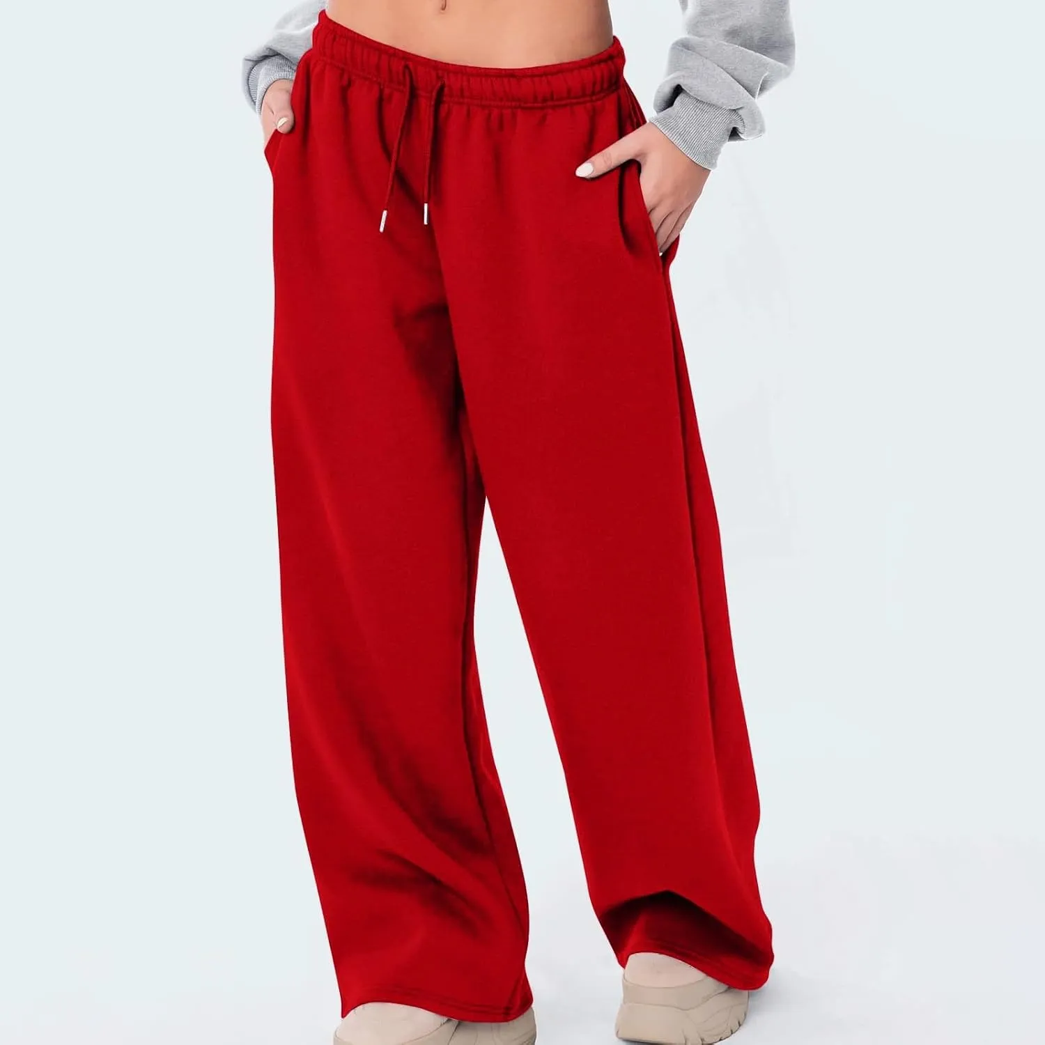 Women's Wide Leg Sweatpants Bow Tie Printed Trousers Baggy Straight Leg Lounge Pants Athletic Joggers with Pockets