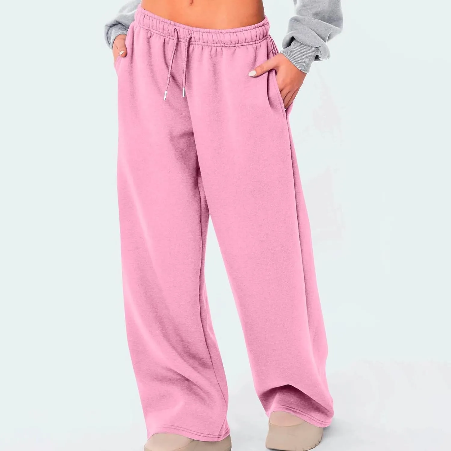 Women's Wide Leg Sweatpants Bow Tie Printed Trousers Baggy Straight Leg Lounge Pants Athletic Joggers with Pockets