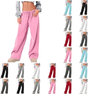 Women's Wide Leg Sweatpants Bow Tie Printed Trousers Baggy Straight Leg Lounge Pants Athletic Joggers with Pockets