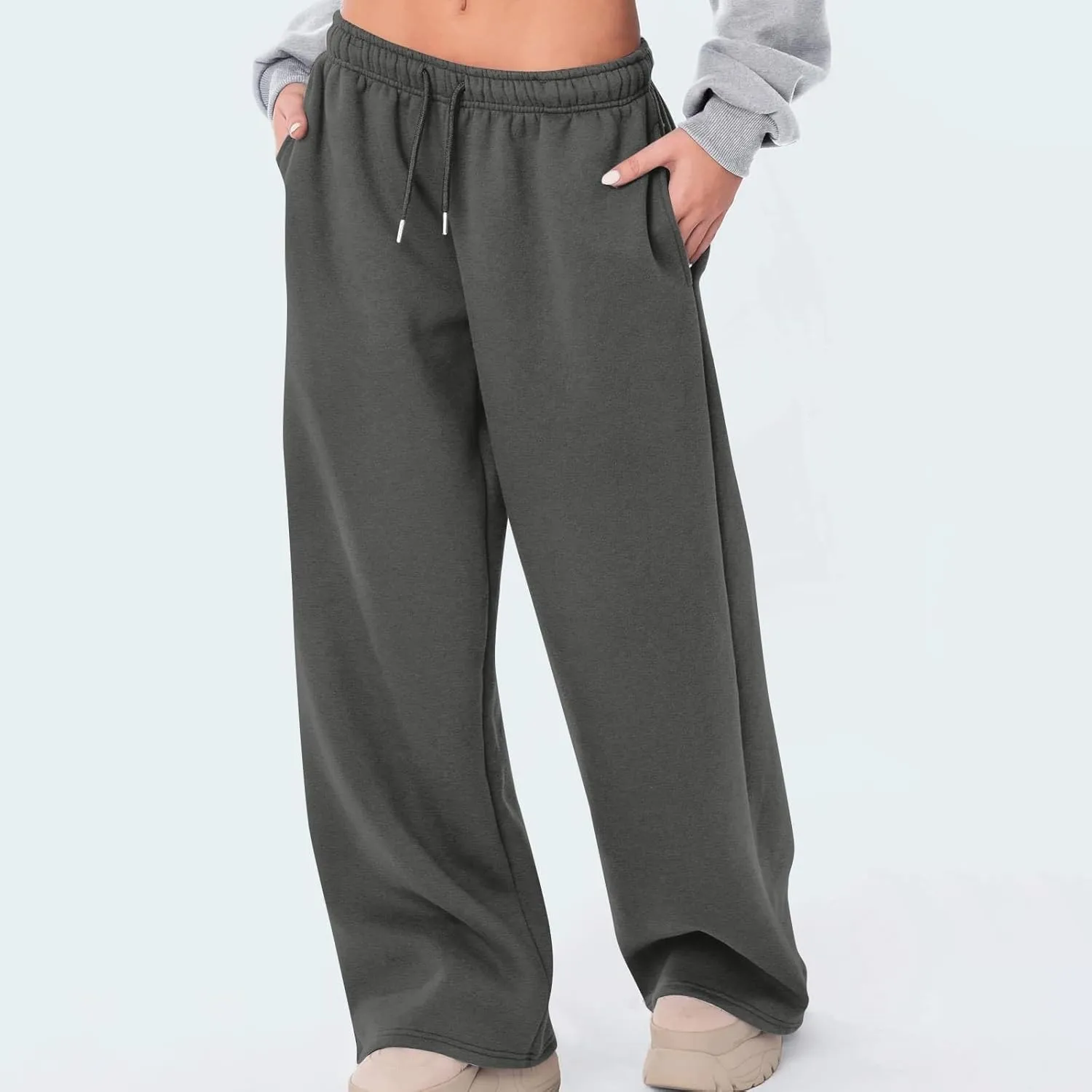 Women's Wide Leg Sweatpants Bow Tie Printed Trousers Baggy Straight Leg Lounge Pants Athletic Joggers with Pockets