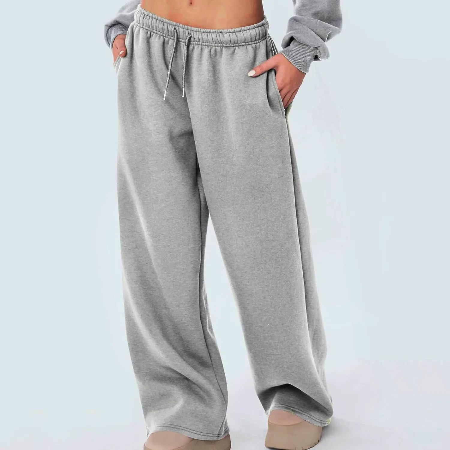 Women's Wide Leg Sweatpants Bow Tie Printed Trousers Baggy Straight Leg Lounge Pants Athletic Joggers with Pockets