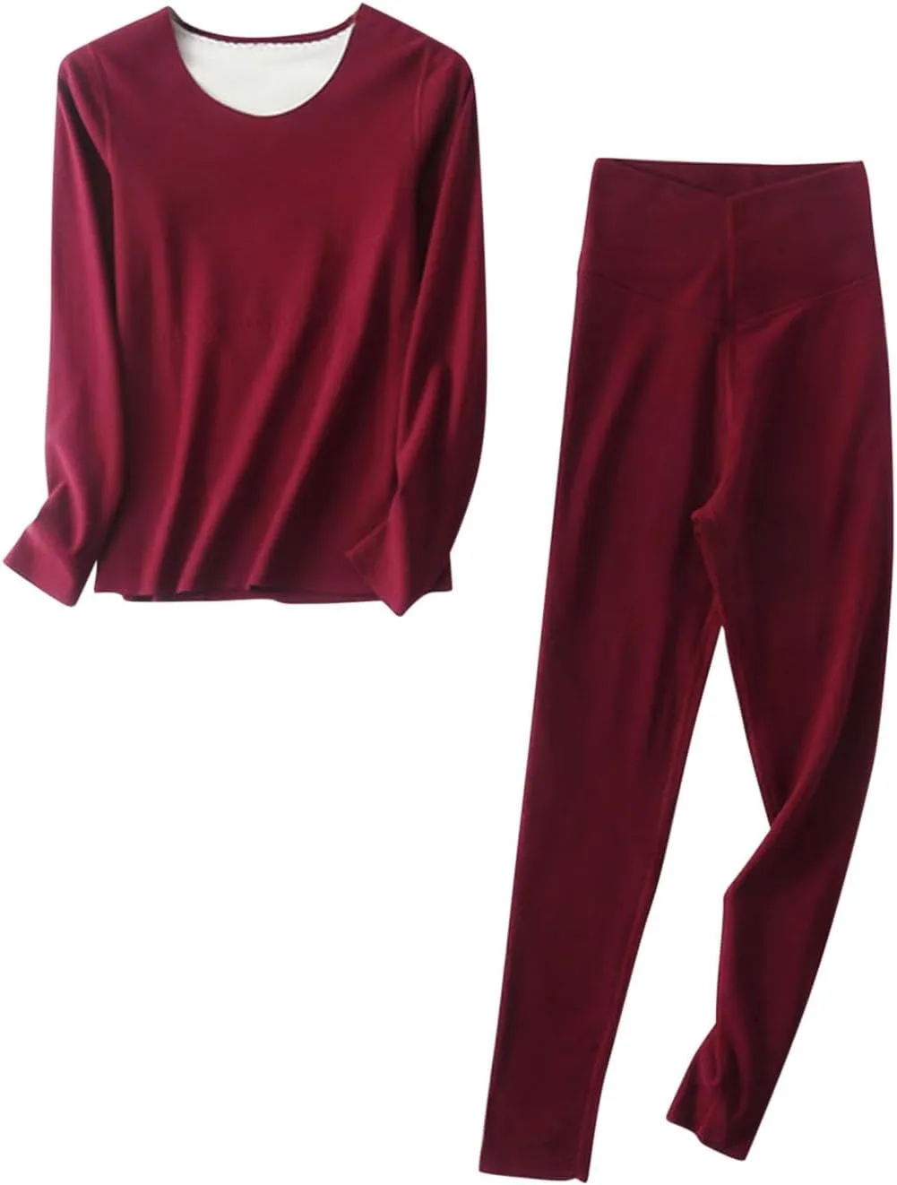 Womens Winter Pajamas Set Thick Warm Fleece Lined Loungewear Set 2 Piece Pullover Shirts and Long Pants Sleepwear
