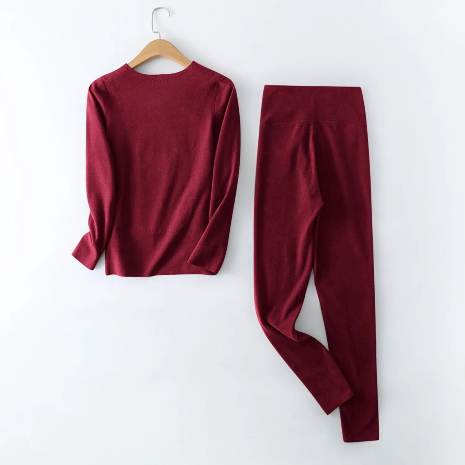 Womens Winter Pajamas Set Thick Warm Fleece Lined Loungewear Set 2 Piece Pullover Shirts and Long Pants Sleepwear