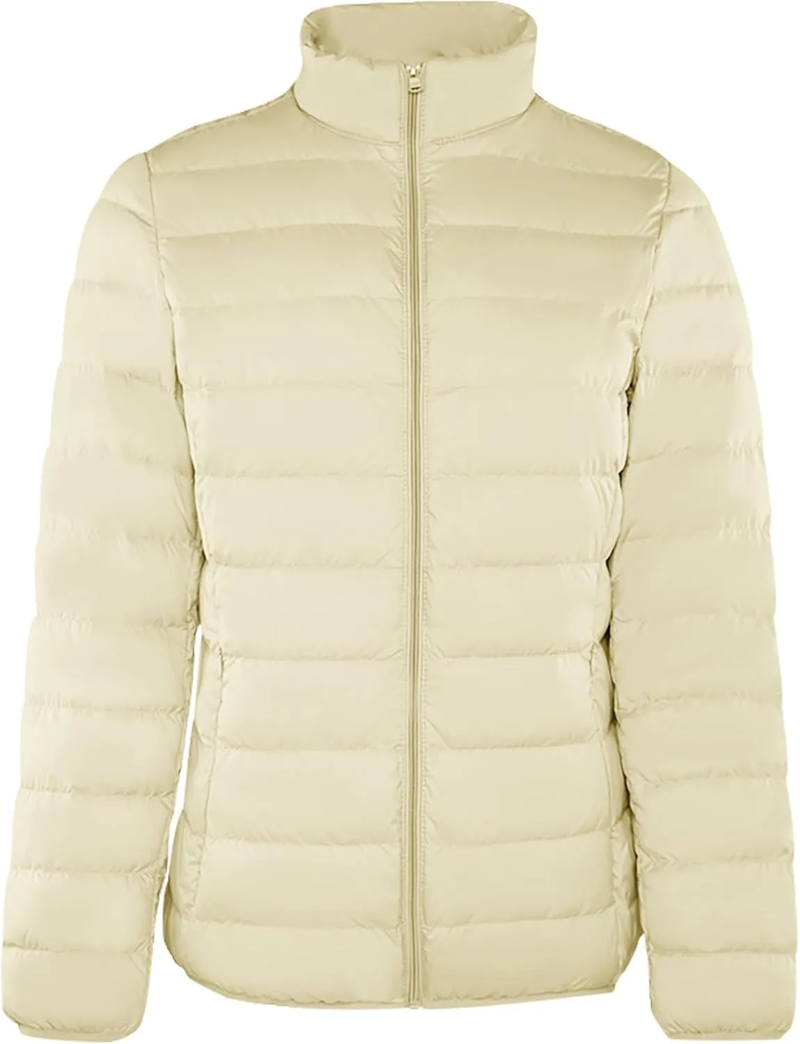 XUNRYAN Winter Jackets Womens Puffer Down Coat Long Sleeve Quilted Lightweight Jacket Casual Warm Outerwear Clothes Pockets