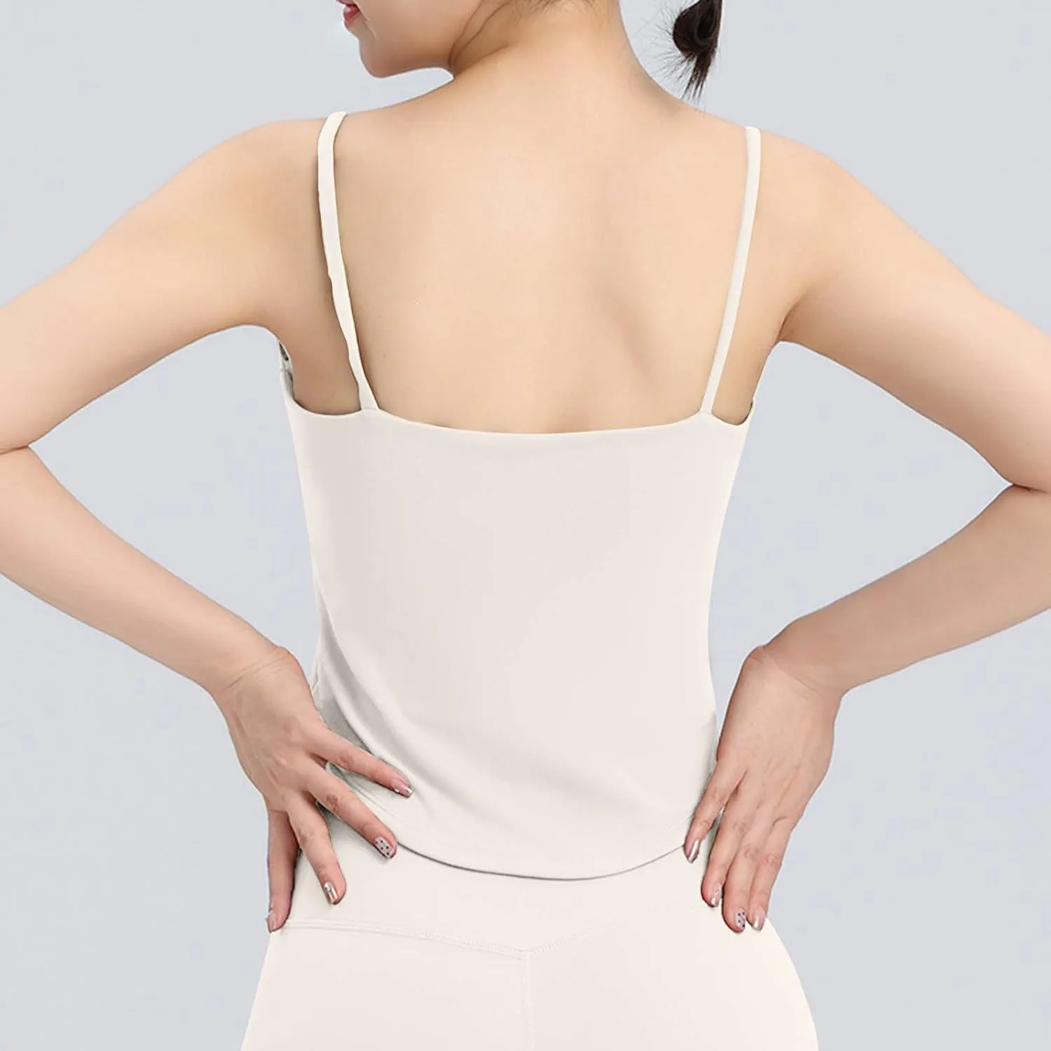 Yoga Tank Tops for Women Spaghetti Strap Tanks Scoop Neck Lightweight Workout Running Athletic Padded Undershirts