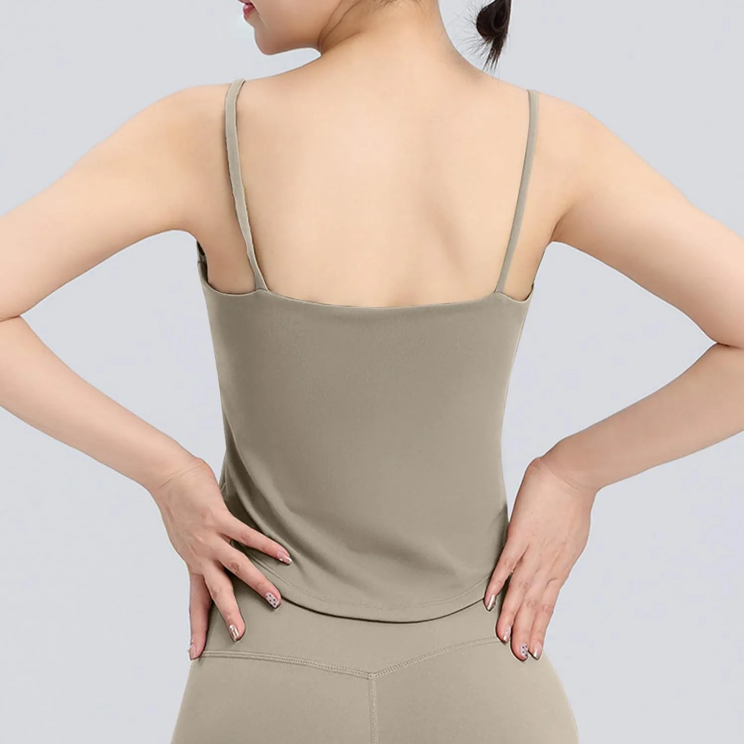 Yoga Tank Tops for Women Spaghetti Strap Tanks Scoop Neck Lightweight Workout Running Athletic Padded Undershirts
