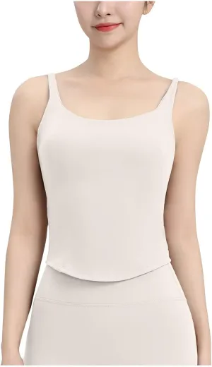 Yoga Tank Tops for Women Spaghetti Strap Tanks Scoop Neck Lightweight Workout Running Athletic Padded Undershirts