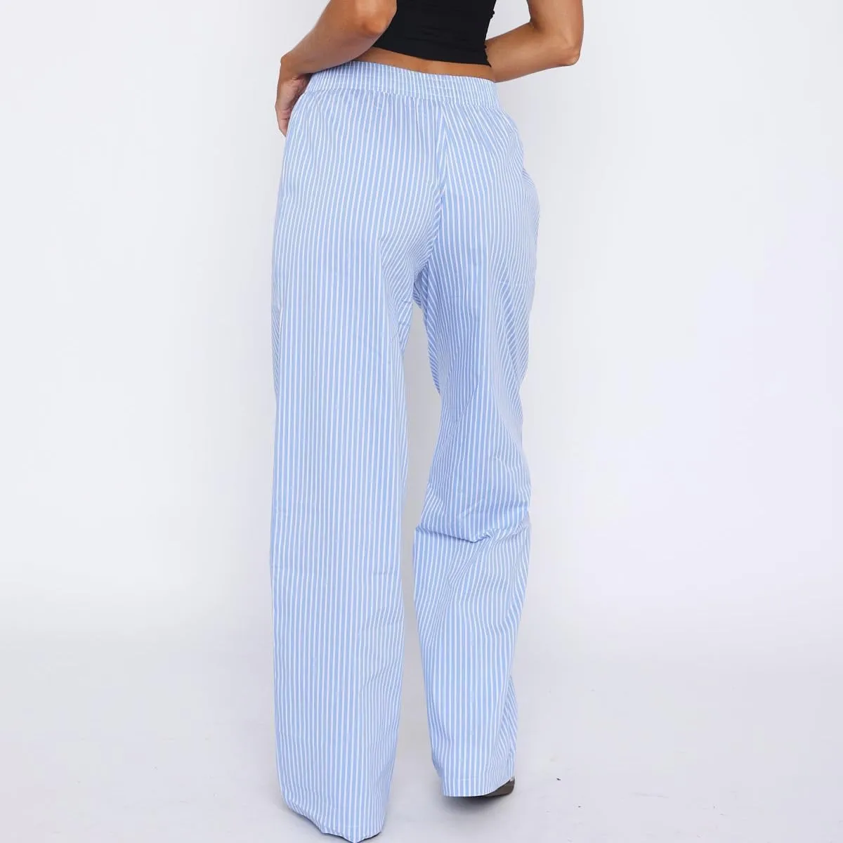 ZOCANIA Womens Pajama Pants Wide Leg Striped Pants Pants Elastic High Waist Y2k Boxers Sleepwear Baggy Lounge Pants Trousers